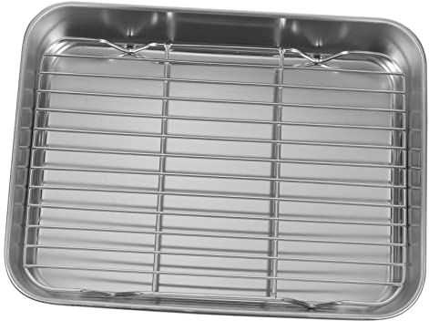 COLLBATH Vassoio Barbecue in Acciaio con Piastra per Cottura e Raffreddamento Adatto e Ristorante Vassoio per Sgocciolamento Olio e Dessert Facile da Pulire
