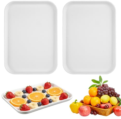 2 Pièces Plateau Plastique Rectangulaire, Plateau de Service Rectangulaire, Plateaux en Plastique, Cafés Rectangle Plateaux, Plateau de Service Plastique, pour Restaurant Café