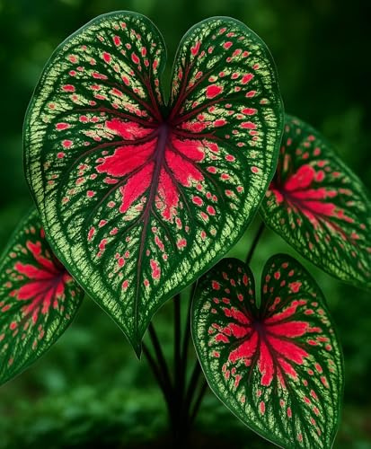 Bulbi di caladio di lucertola piccante per piantare, piante tropicali colorate con fogliame tropicale, piante d'appartamento amorevoli per contenitori, decorazioni per patio e giardino (10 lampadine)