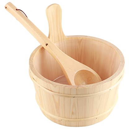 Naturlig trähink slev Set Miljövänlig Robust tålig bastutillbehör för traditionella bastustugor Spabad vit furu 1384g