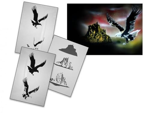 UMR-Design AS-081 Adler Airbrushschablone Step by Step Grösse M