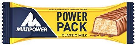 Multipower Power Pack Classic Milk Protein Riegel – Eiweißriegel mit 27% Protein – klassischer Power Bar als gesunder Sport-Snack – mit leckerem Banane-Schokolade-Geschmack – 24x35g