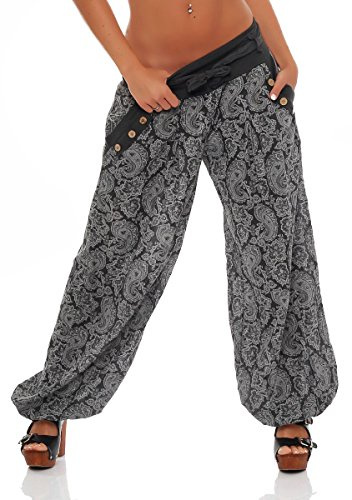 Malito Harem Pantaloni con Orient Print Boyfriend Aladin Sbuffo Pantaloni Pump Baggy Yoga 3488 Donna Taglia Unica (Grigio Scuro)
