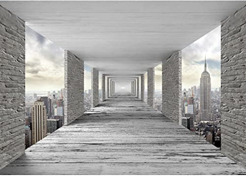 Runa Art Fototapete 3D New York Modern Vlies Wohnzimmer Schlafzimmer - Made in Germany - 308 x 220 cm Grau 9157010a