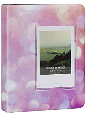 Jinshen Mini Album 64 fickor färgglada stjärnserien för Fuji Instax Mini fotoalbum för Instax Mini 7s 8 9 70 90 film/mini LiPlay-filmer 7 cm bilder – rosa