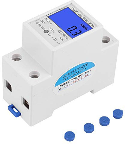Compteur d'énergie monophasé 5-80A 230V 50Hz Compteur d'énergie numérique Afficheur LCD DDS528 Wattmètre 35mm Montage sur rail DIN KWH Compteur d'énergie