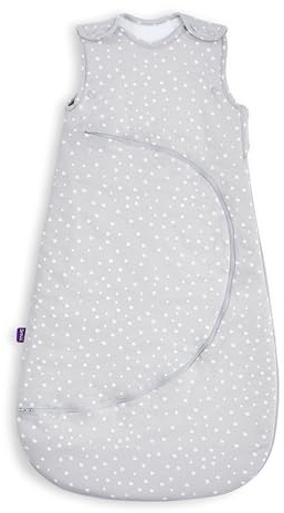 Snuz Baby Sleeping Bag with Nappy Zip - For Easy Nappy Changes, Super Soft Cotton Sleeping Bags with Easy Fit Poppers, Meets British Safety Standard, White Spot, 1 Tog 6-18M