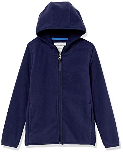 Amazon Essentials Chaqueta de Forro Polar con Capucha y Cremallera Completa Niño, Azul Marino, 11-12 años
