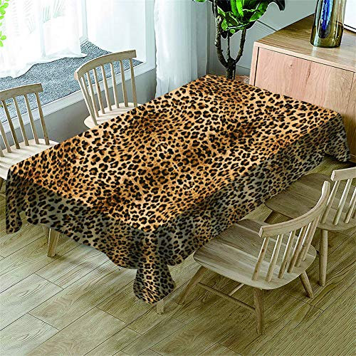 Surwin Tischdecke 3D Druck Rechteckig Tischdecken Wasserdicht Lotuseffekt Abwischbar Abwaschbar Tischtuch für Küche Outdoor Garten Weihnachten Dekoration (Leopard Drucken,140x180cm)