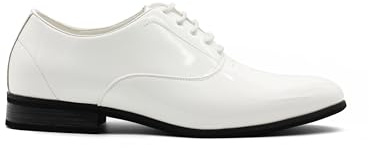 Xposed Mens Leather Lined Party White Shiny [EL0671-WHITE-9UK]