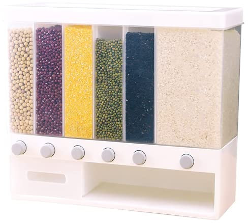 Eowppue Dispenser per Alimenti Secchi 6 Scomparti 10 kg