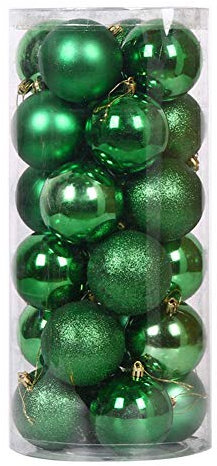6CM Weihnachtsdeko Weihnachtskugeln,24 Stücke Kunststoff Weihnachtsbaum Kugeln Christbaumkugeln Weihnachtsbaum Deko Anhänger Baumschmuck Ornamente Christbaumschmuck für Weihnachtsdekoration,Grün #2