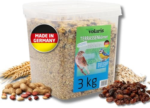 Eggersmann volaris TerrassenMix 3 kg - schalenloses Wildvogelfutter, Körnermischung für eine ganzjährige, schalenfreie Fütterung