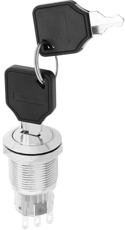 Create idea 1 interrupteur à clé en acier inoxydable à 2 positions à 3 broches de 19 mm avec anneau d'étanchéité et 2 clés Argenté