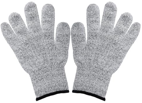 GroveEss Cut Resistant Gloves, Food Grade Safe, Durable Protective, Knife Protection, Kitchen, Garden, Carpentry, Cutting, Food, Whittling Wood, Grey, L
