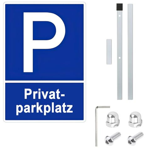 Privatparkplatz Schild mit Pfosten Höhe 90 cm, Parkverbot Schild für Privatgrundstücke, Einfach zu Montieren(20X30cm)