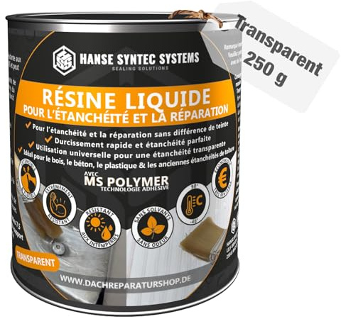 Membrane d'Étanchéité - Joint exterieur et interieur - Colle Étanche pour Fissures & Fuites – Directe Sans Primaire – Tous Matériaux – MS Polymère (Transparent, 250g)