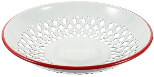 UKCOCO Enamel Drain Basket 9.72 Inch Hollow Fruit Basket Multipurpose Kitchen Draining Bowl for Vegetables Snacks Nuts