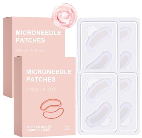Patches per Microneedling 4 Paia, Patches per Microneedling per gli Occhi Contro Borse e Rughe, Pad per Occhi per Microneedling Contro Occhiaie, Set di Microneedling all'Acido Ialuronico Riduce Rughe