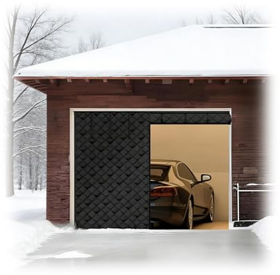 Magnetisk värmeisolerad garageportsgardin, vinterisoleringskit för garageportar, motstår kall vind och nätskydd för utomhuscarportar, verkstad(Svart,W285cm x H290cm)