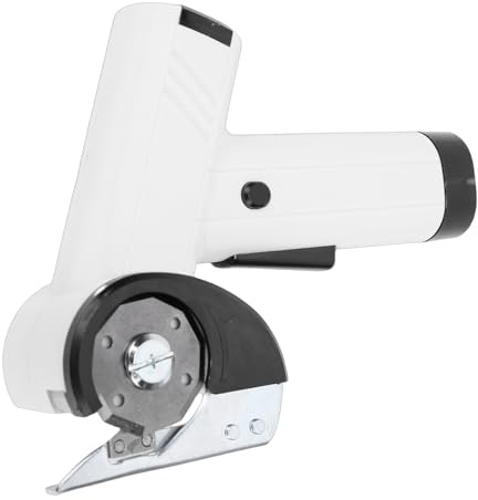Luocute Forbici Elettriche Senza Fili, Taglierina per Tessuti Alimentata a Batteria Ricaricabile con 2 Teste di Taglio e Schermo LED, per Carta da Parati in Pelle di Cartone e Moquette (WHITE)