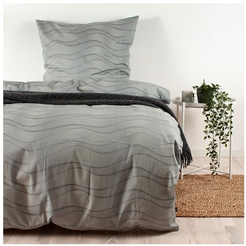 Night & Day Arctic Bettwäsche 100% Baumwolle, Satin Gewebe 135x200cm / 80x80cm - Grau - Oeko-TEX Standard 100