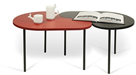 Symbiosis TemaHome Loop Couchtisch, Holz, schwarz/rot, 69 x 55 x 45 cm