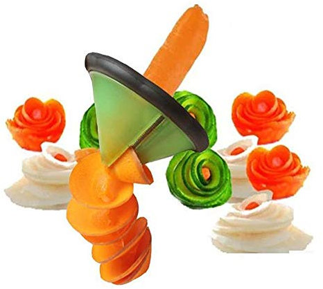 Ototon - Affettaverdure a spirale, manuale, imbuto per zucca noodle, spaghetti tagliatelle, carota, cetriolo, 2 pezzi