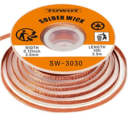 TOWOT Solder Wick, Desoldering Wick Used to Remove The Solder and Disassemble Electrical Components, No-Clean Solder Wick Braid(W 0.12'' L 9.8')