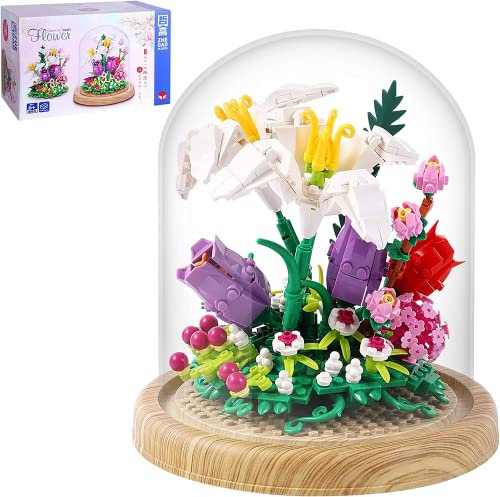 CAXIMSY Blocs de construction créatifs pour bonsaï pour adultes et enfants 659 pièces, fleur de lys bonsaï