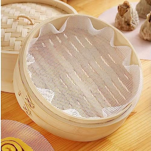 5 Stück Silikon Dämpfer Matte Dehydrator Blätter Antihaft Dampfer Mesh Pad Wiederverwendbare Dampfgarer Netz für Bambusdämpfer Reis Dim Sum (28CM/11 Zoll)