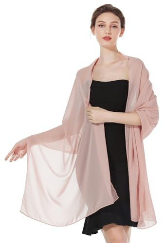 BEAUTELICATE Châle Étole En Mousseline De Soie Écharpe Foulard Léger Pour Mariage D’été Soirée Cérémonie Femme Mariée Demoiselles d'honneur(Taille Plus - Blush Pink)