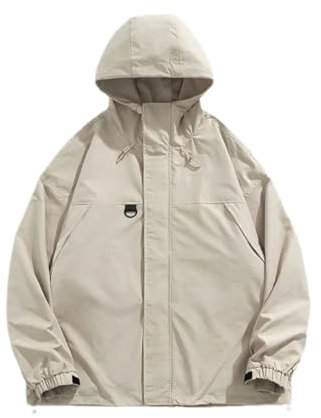 Pohullan Herren-Jacke, Camping, Wandern, Herbst, Frühling, Outdoor-Jacke, Jagd, lockerer Mantel, khaki, XL