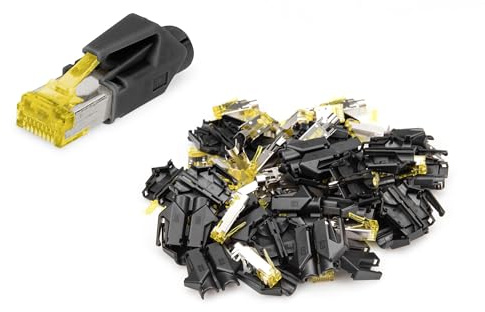 DIGITUS A-MO6A 8/8 HRS – RJ45 Cat 6A Netzwerkstecker – 10 Stück Hirose TM31 – Cat6A Crimpstecker Geschirmt – Für Netzwerkkabel, Patchkabel, Ethernet Kabel – 10GBase-T – 8P8C – AWG 27/7 bis AWG 24/7