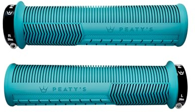 Peaty's Monarch Mangos para Bicicleta con Agarre Superior - Textura de Hongos, Almohadilla Extendida para Pulgar, Amortiguación de Impactos, Ergonómicos y Alto Confort - 30-32 mm, Azul