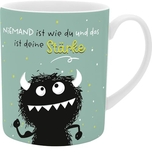 H:PPY life XL-Tasse Monster mit Spruch Stärke | Große Tasse aus Porzellan, XL Jumbo-Tasse, 60 cl, Tasse mit Spruch | Geschenk, Freund, Freundin | 74162