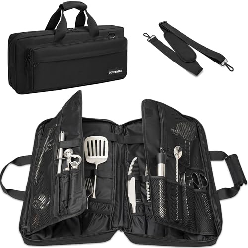 Borsa per coltelli da chef – Custodia per coltelli a 17 scomparti con più tasche | Valigetta robusta per il trasporto di coltelli | Borsa da viaggio leggera per coltelli per chef, ristoratori e