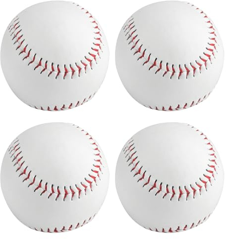 PanBeiQi 4 Pcs Standard 9-Inch Baseball Ball, Rounders Ball, Hard PU Baseballs, Practice Training Baseball Base Balls, for Youth, Adult, Indoor & Outdoor School Sports Training Games