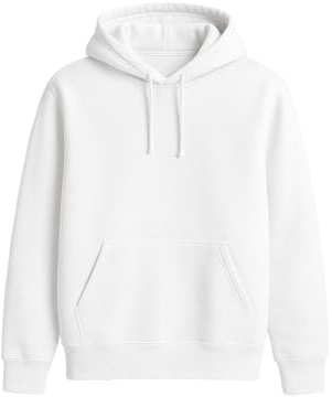 Traineando Sudadera con Capucha Básica Hombre – Pack 1, 3 o 5 Unidades – Sudadera Lisa de Algodón para Uso Diario, Trabajo, Deporte o Vestir Casual (FR/ES, Letras, M, Regular, Regular, 1, Blanco)