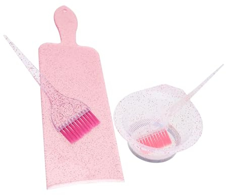 HAMPPLIES Hair Dye Brush and Bowl Set 1 Kit Pink Mixing Bowl Dye Brush for Hair Coloring Highlighting Tools for DIY and Tinting at Home