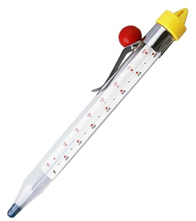 MUELODSIC Termometro da Cucina per Zucchero e Dolci con Clip per Pentole Termometro per Alimenti in Vetro Sicuro Bpa per Caramelle Sciroppi e Cottura Liquidi Caldi