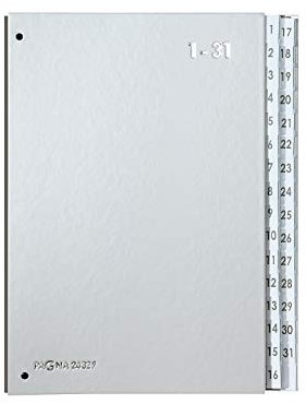 Pagna Pultordner, 32-tlg. 1-31, silberfarbig mit schwarzen Einlagen