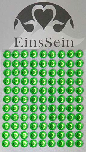 EinsSein 99x Aufkleber Sticker selbstklebend 5,5mm Strasssteine grün Glitzersteine Strasssteine Einladungskarten