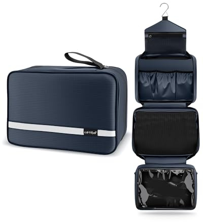 Carttiya Trousse de Toilette Femme Homme Voyage Sac de Toilette Voyage Imperméable et Suspendu (Un Bleu Foncé)