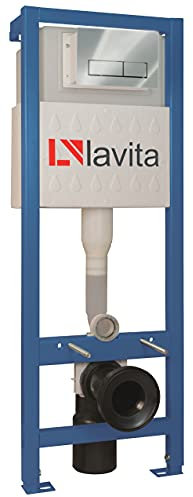 Domino Lavita - Elemento de pared para inodoro suspendido (incluye placa de pulsador, cromo, 112-128 cm)