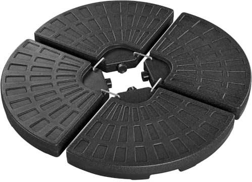 Yaheetech 4 Pièces Pieds de Parasol Noir Lestage pour Parasols 48,5 × 48,5 × 7,5 cm Rempli d’Eau 52L ou de Sable 66kg pour Terrasse Piscine Patio Jardin Restaurant
