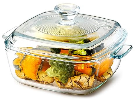 NUTRIUPS Mini -0.8L Casseruola Piatto con Coperchio di Vetro (XS-quadrato)
