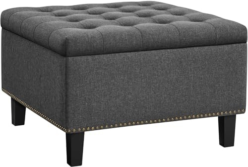 Yaheetech Cassapanca Ottomana in MDF e Schiuma con Vano Portaoggetti per Ingresso/Soggiorno/Sala di Attesa/Camera da letto Grigio Scuro