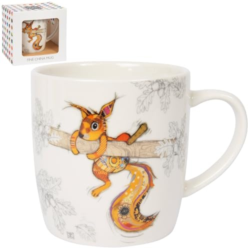 Lesser & Pavey Bug Art Sammy Squirrel Barrel Coffee Mug | British Designed, Ceramic, Home Or Work, Large, Hot Drinks, Tea & Coffee Cups