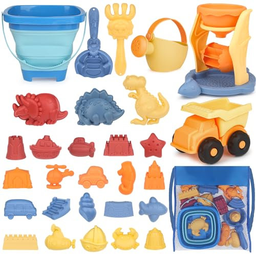 YIMORE Sandspielzeug Junge Mädchen, 30 Stück Sandkasten Strand Spielzeug mit Sandförmchen Set, Sand Spielzeug ab 3 4 5 Jahr